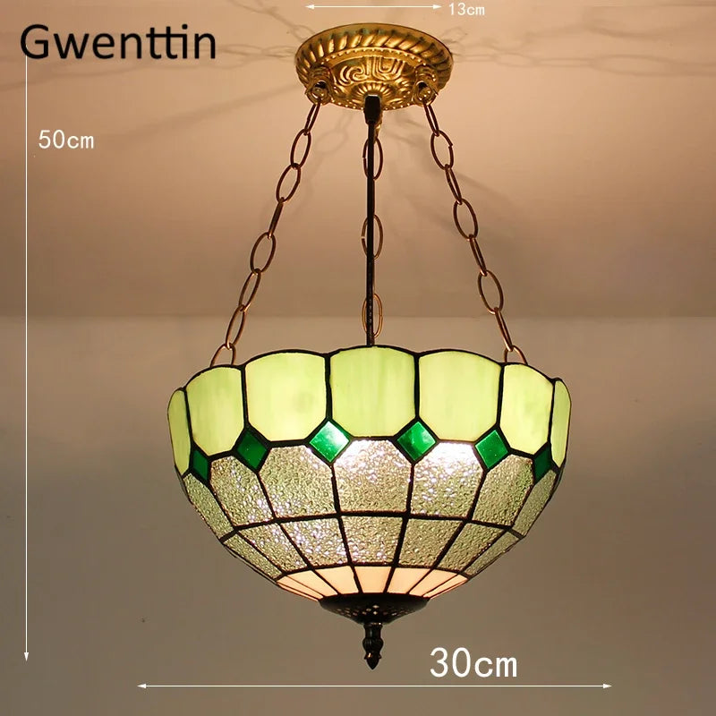 suspension en verre teinté style tiffany pour décoration intérieure - vue 14 sur 26