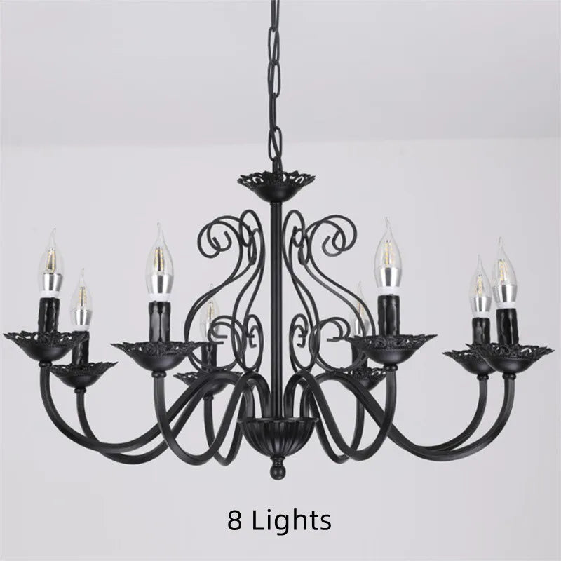 lustre rétro en fer forgé style campagnard américain pour décoration intérieure - vue 10 sur 12