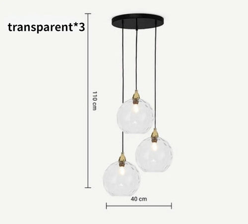 Lustre boule de verre coloré nordique lampes suspendues moderne Grain d'eau Restaurant cuisine luminaire suspendu chambre lampe de chevet - vue 26 sur 29