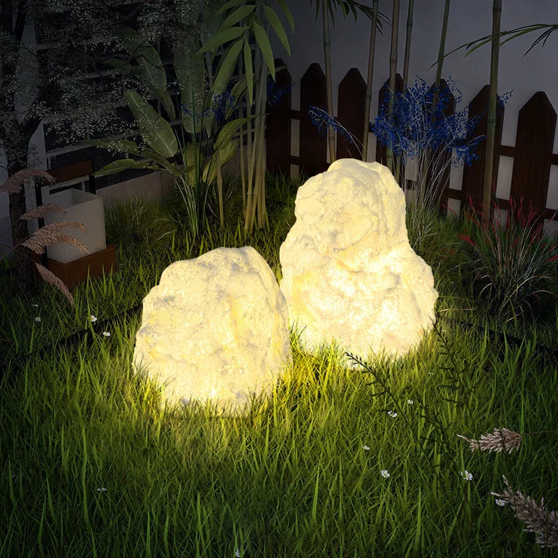 lampadaire de cour en rocaille résine décoratif étanche extérieur - vue 3 sur 9
