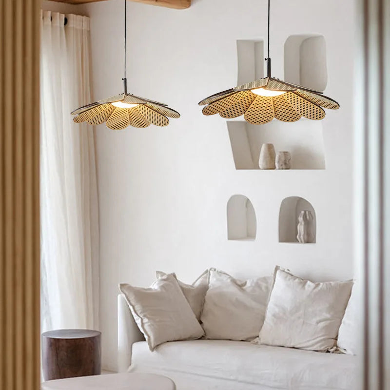 suspension en bois coréen forme de pétale pour intérieur élégant - vue 4 sur 8