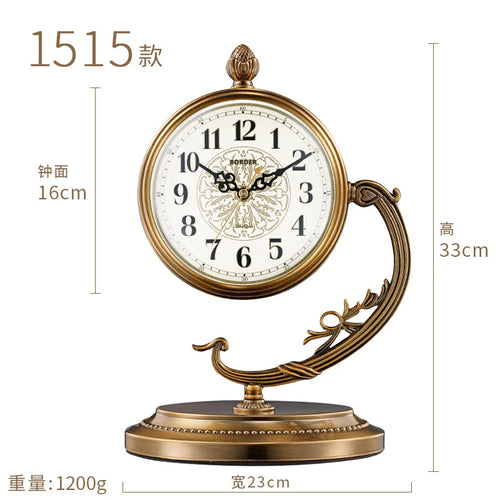 horloge de table européenne en métal plaqué cuivre élégant design luxe - vue 18 sur 18