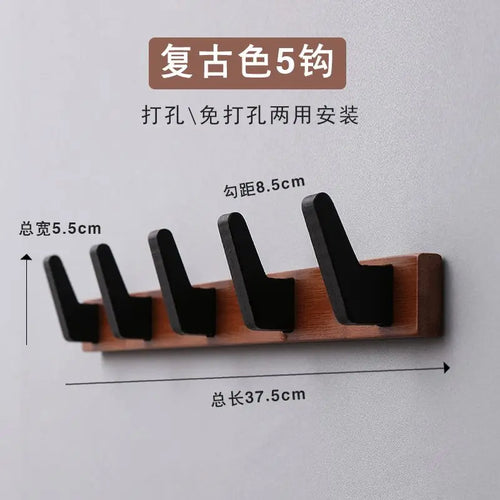 portemanteaux muraux en bois massif pour vêtements suspendus - vue 10 sur 10