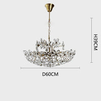 lustre design français en cristal fleur rétro led de luxe