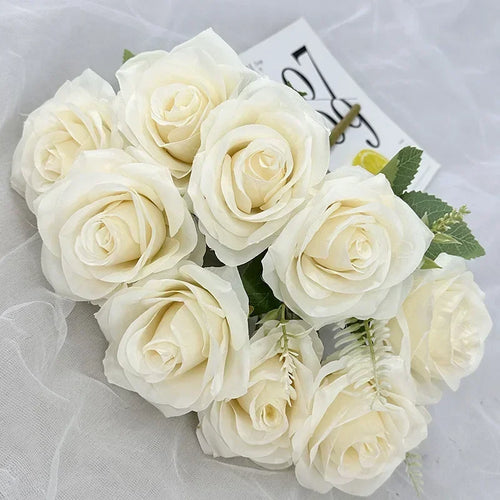 bouquet de roses artificielles en soie pour décoration de mariage - vue 15 sur 15