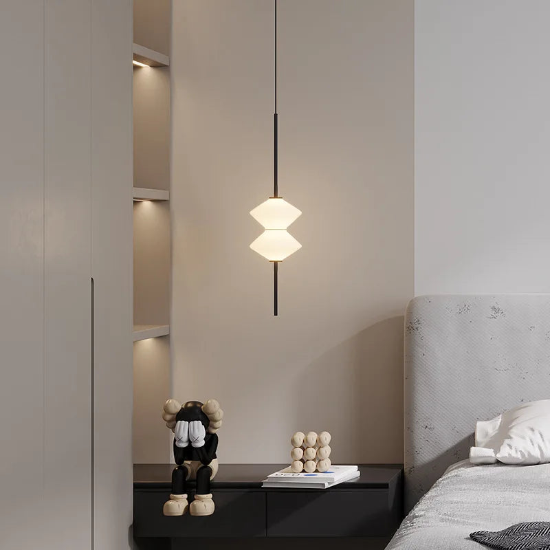 Suspension LED en verre blanc moderne - vue 4 sur 10