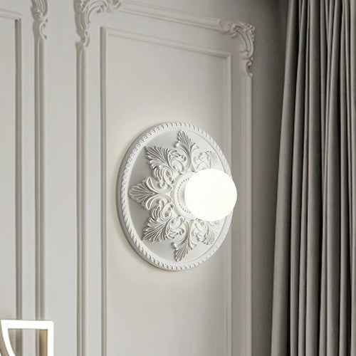 applique murale française ronde rétro haut de gamme abat-jour en verre - vue 4 sur 8
