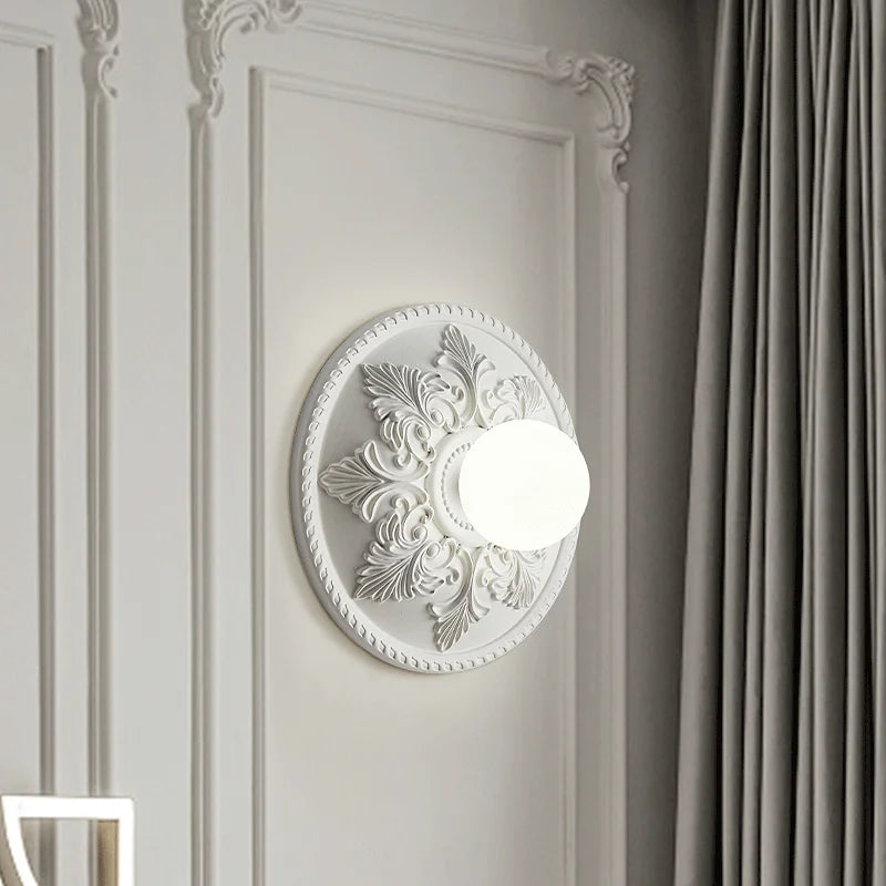 applique murale ronde rétro en verre blanc haut de gamme - vue 3 sur 8