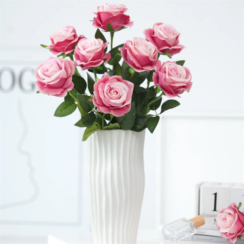 fleurs de roses artificielles en soie pour décorations romantiques - vue 5 sur 13