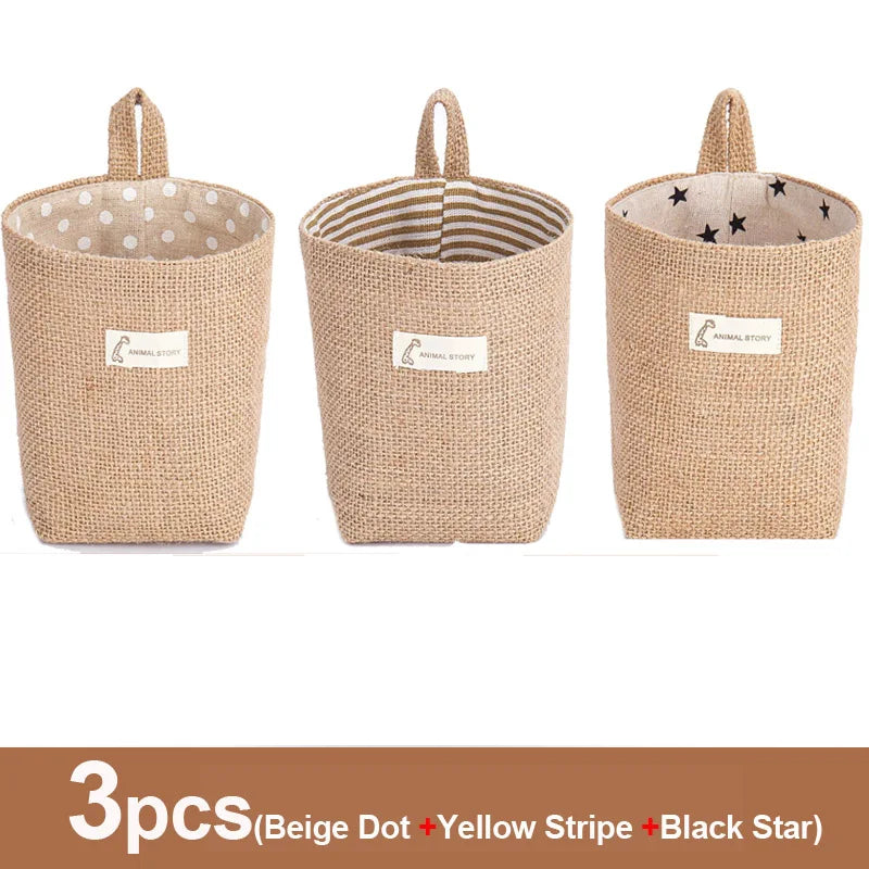 lot de 3 paniers suspendus en toile de jute pour rangement et décoration - vue 11 sur 13