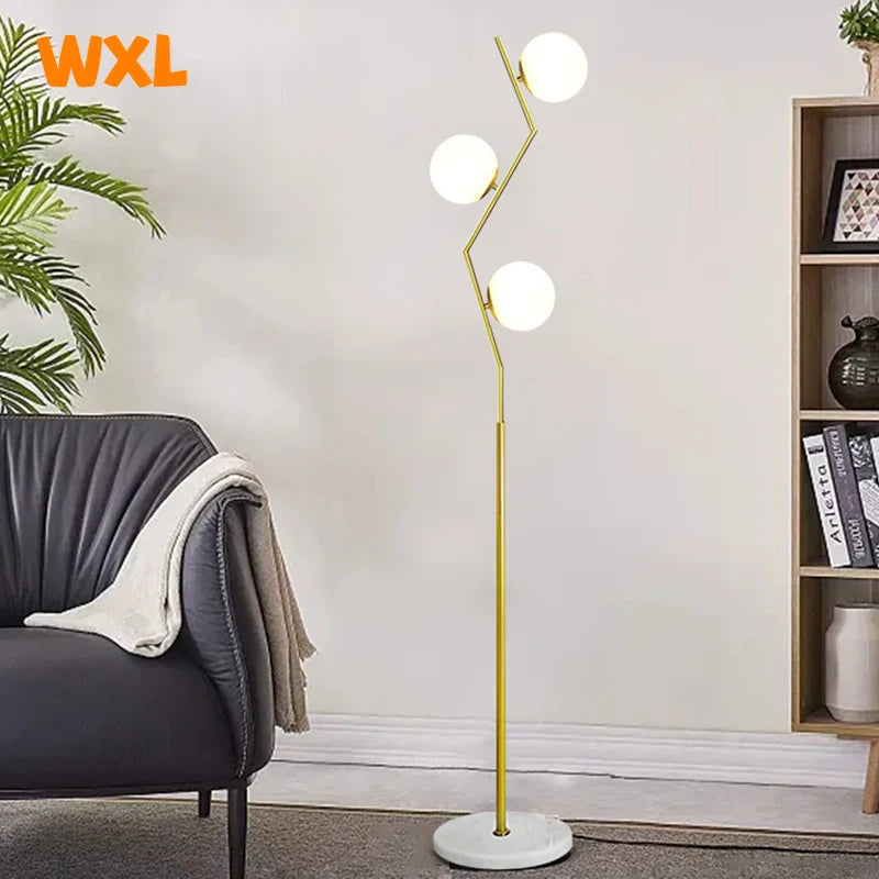 lampadaire led moderne en fer et verre nordique pour décoration intérieure - vue 6 sur 8