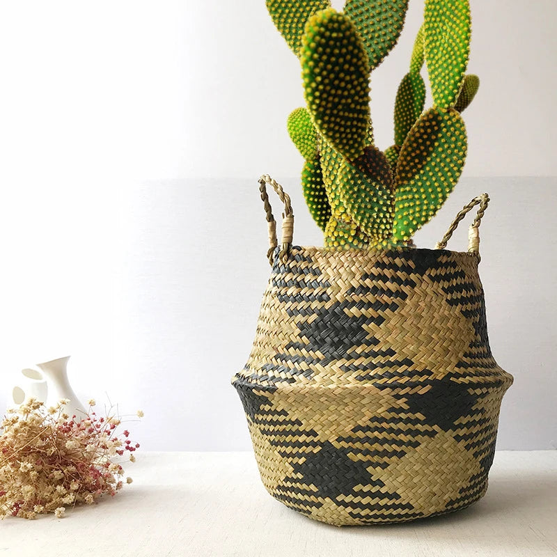 paniers de rangement en bambou pliables pour décoration et jardin - vue 4 sur 10