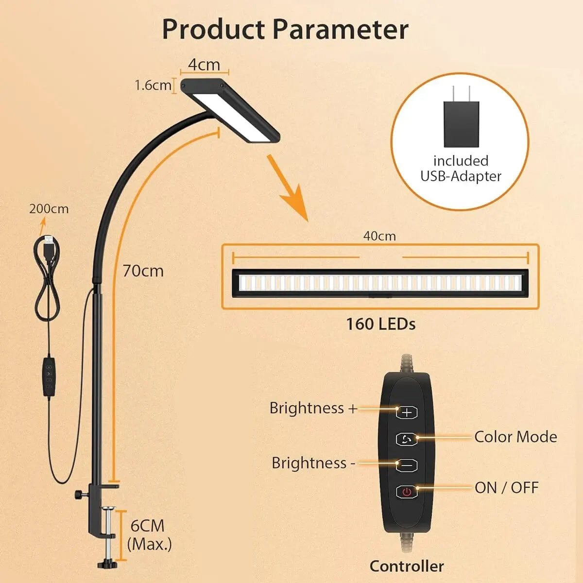 Lampe de bureau LED pour le bureau à la maison - vue 5 sur 7
