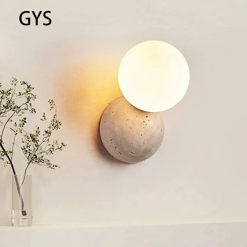 Applique murale led style grotte pierre rond créatif nordique - vue 2 sur 7
