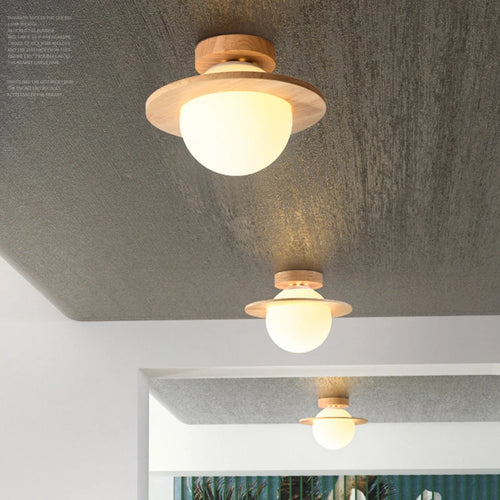 plafonnier led en bois massif design minimaliste moderne - vue 2 sur 8