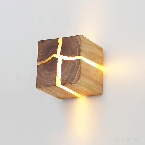 applique murale en bois et résine créative en forme de cube - vue 10 sur 9