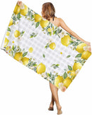 Serviette de bain microfibre motif citron floral plage
