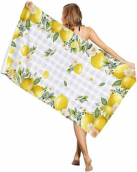 Serviette de bain microfibre motif citron floral plage