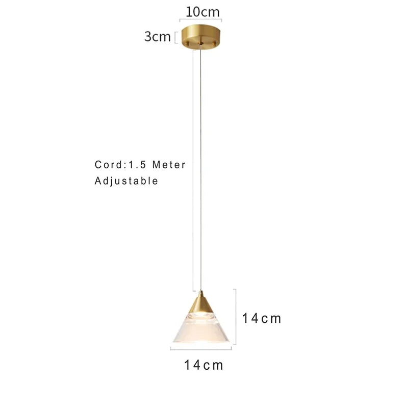 Lamp Modern Acrylic Pendant Light Fixtures Gold, Mini Pendant Lighting For Kitchen Island, Dining Room, Bedroom, Hallway, Kitch - vue 6 sur 7