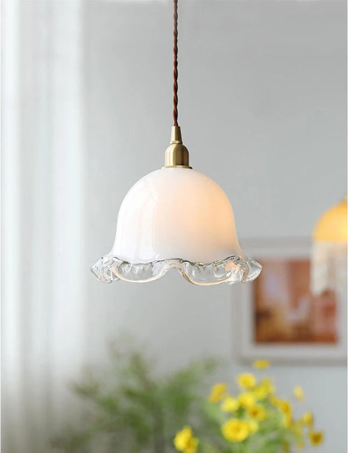 lustre vintage en forme de bourgeons de fleurs en verre nordique - vue 3 sur 7