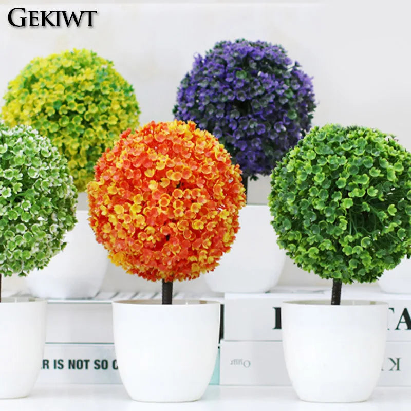 arbre artificiel bonsaï avec fleurs pour décoration intérieure - vue 3 sur 11