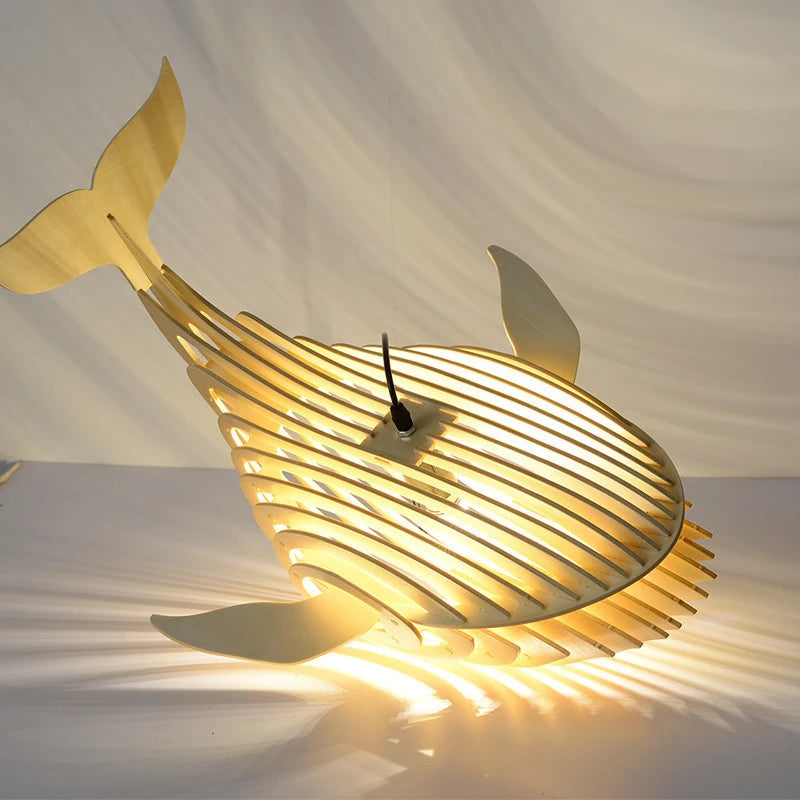 Suspension d'art en bois moderne lampe en bois de baleine - vue 3 sur 8