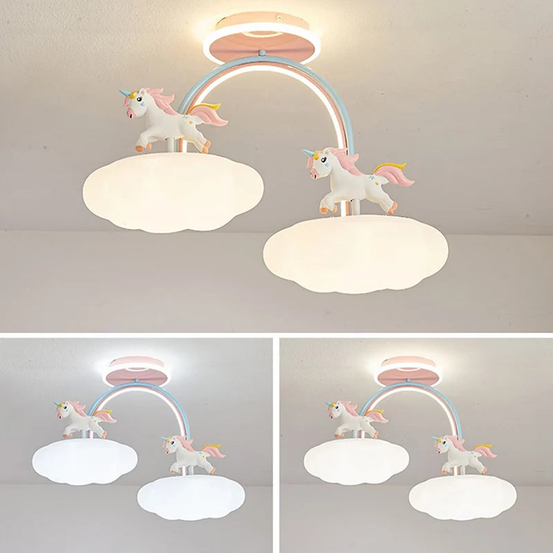 plafonnier licorne animée avec télécommande et lumière spectre complet - vue 3 sur 8