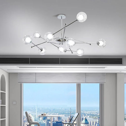 lustre en verre clair style bauhaus pour hôtel - vue 2 sur 9