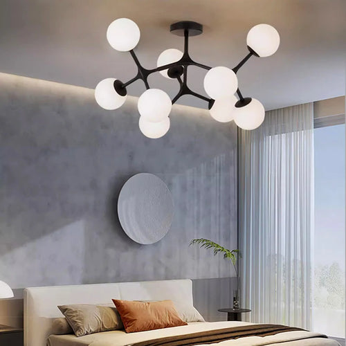 lustre nordique boule de verre suspension décorative luminaire - vue 5 sur 9