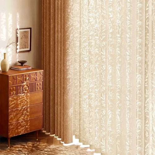 Voilage dentelle élégant floral pour salon chambre moderne - vue 2 sur 8