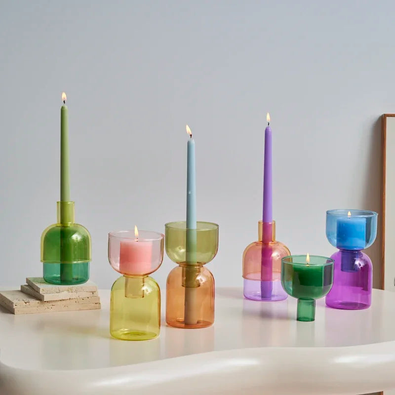 bougeoir en verre décoratif pour plantes et bougies - vue 3 sur 22