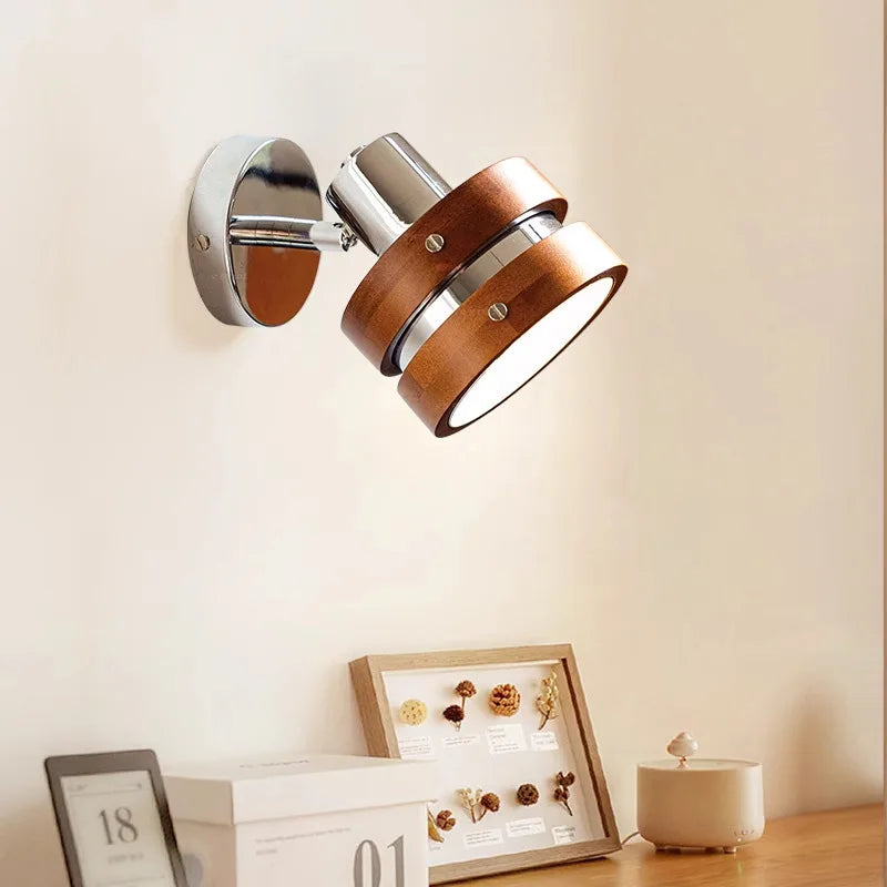 applique murale led bauhaus bois rétro pour lecture - vue 5 sur 8