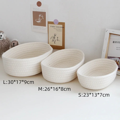 paniers en corde de coton pour rangement et organisation des objets - vue 6 sur 13