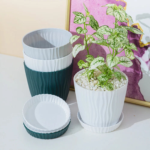 pot de fleurs haut simple à ondulations en plastique multicolore - vue 3 sur 8