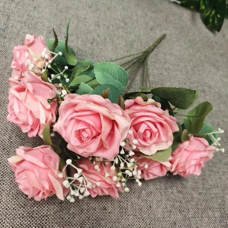 bouquet de roses en soie pour décoration de mariage et fêtes - vue 1 sur 13