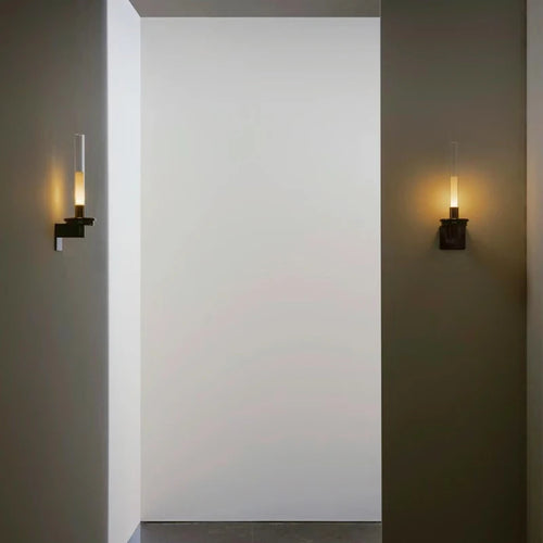 Applique murale en verre transparent et métal noir - vue 4 sur 7