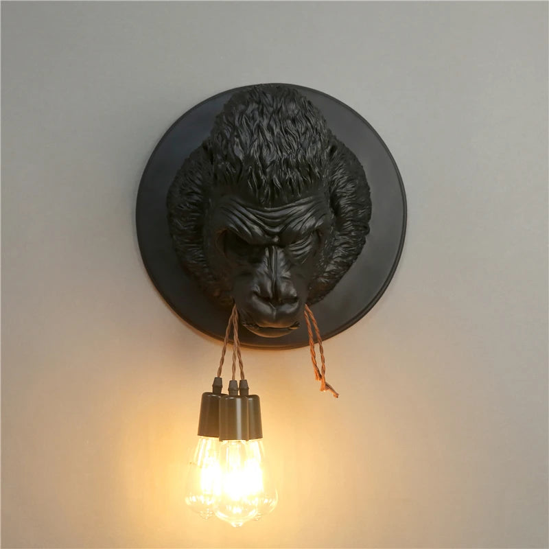 applique murale moderne en résine de gorille art déco led vintage