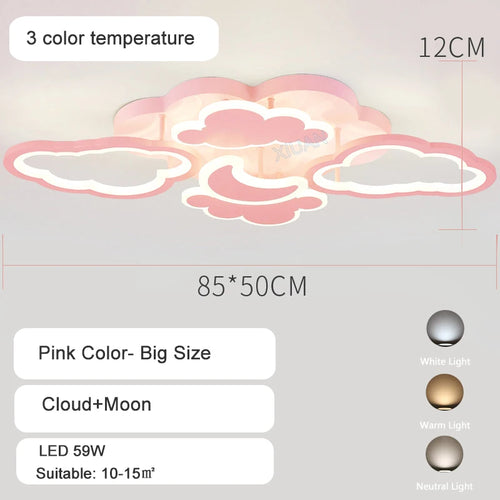 lustre led moderne en forme de lune étoile nuage pour enfants - vue 19 sur 25
