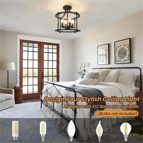 plafonnier led multi-têtes style industriel rétro américain décoratif - vue 5 sur 9
