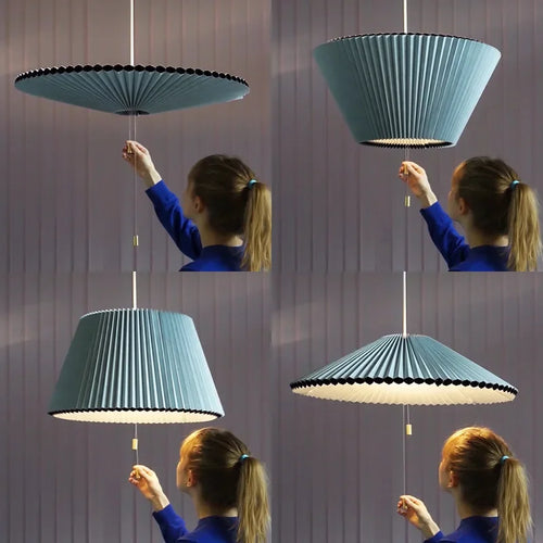 Suspension Art Design plissé déformé tissu parapluie lustres décor à la maison LED d'éclairage pour chambre salon salle à manger - vue 3 sur 9