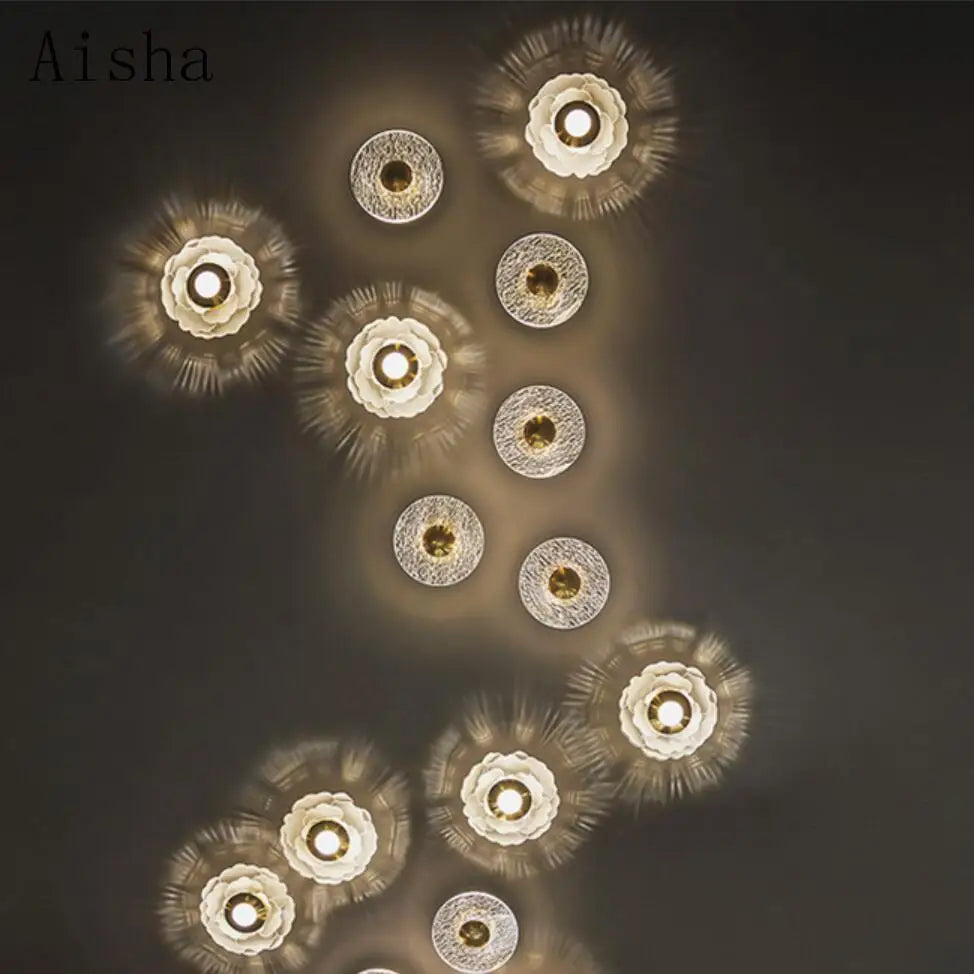 applique murale led en forme de fleur décorative en métal doré - vue 2 sur 9