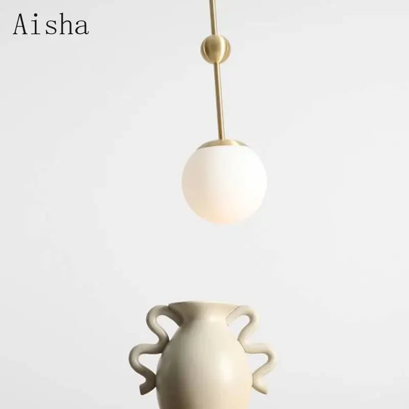 lustre en verre doré design créatif trois têtes éclairage moderne - vue 5 sur 9