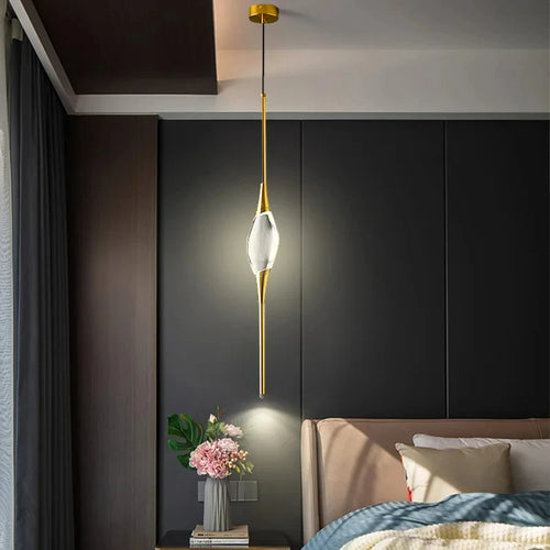 suspension moderne en laiton et cristal pour décoration intérieure design - vue 2 sur 10