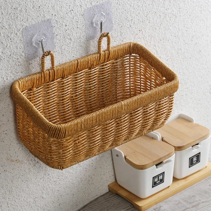 panier mural décoratif tissé pour rangement et fleurs - vue 5 sur 7