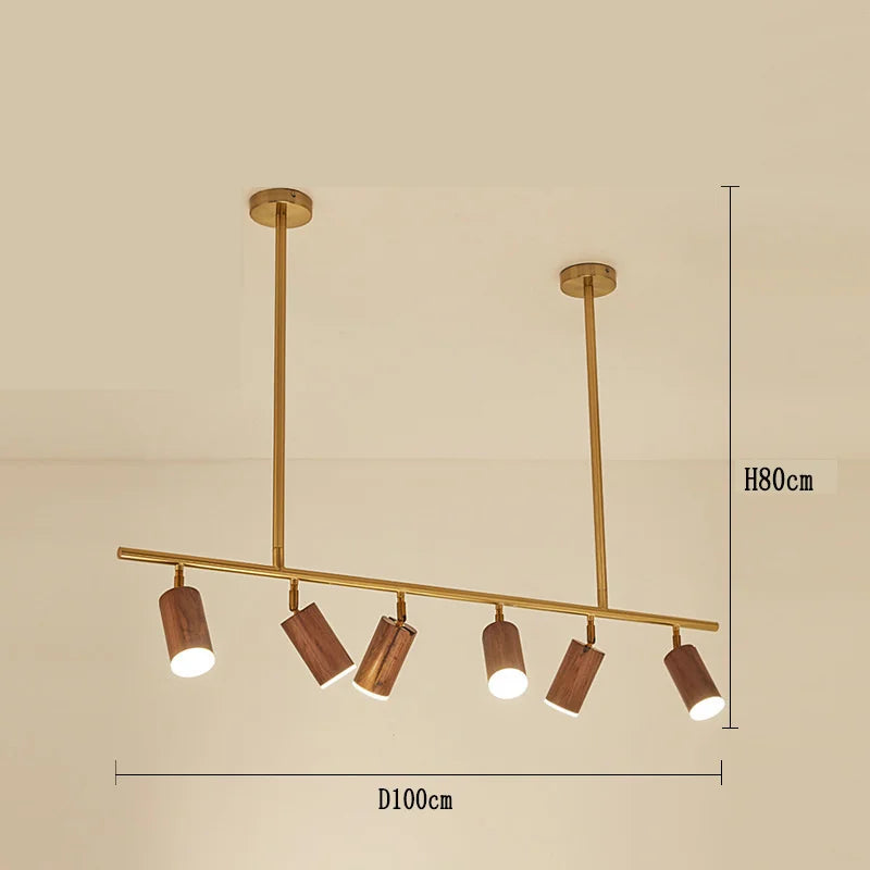 lustre led moderne en bois de noyer pour décoration maison - vue 6 sur 7