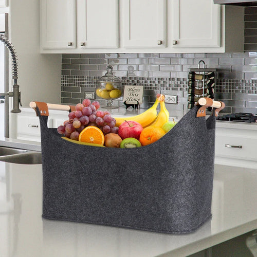 panier en feutre pliable pour rangement bois et vêtements - vue 3 sur 11