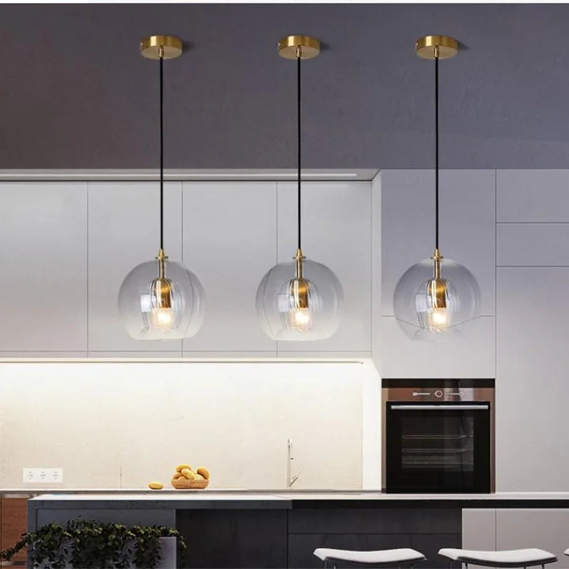 lustre nordique led en verre pour restaurant et bureau - vue 5 sur 9