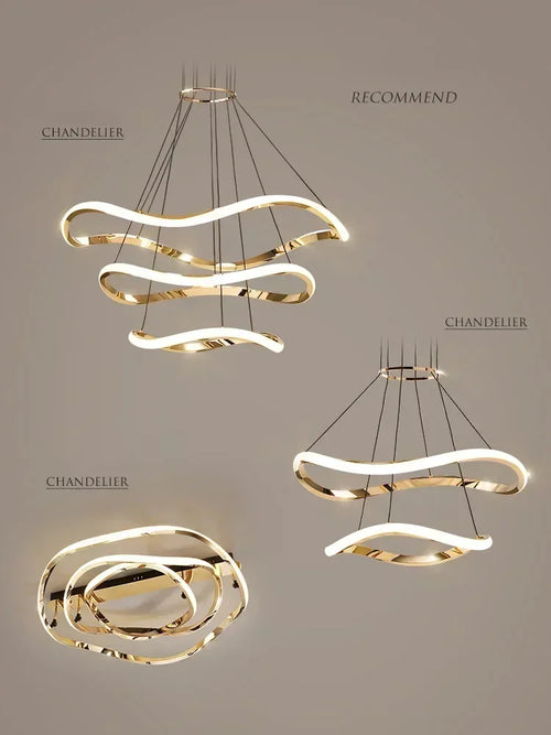lustre led nordique suspendu décorations de luxe pour maison - vue 5 sur 9