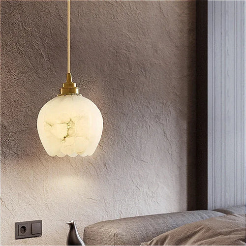 lustre moderne en marbre forme citrouille décoration intérieure créative - vue 3 sur 7
