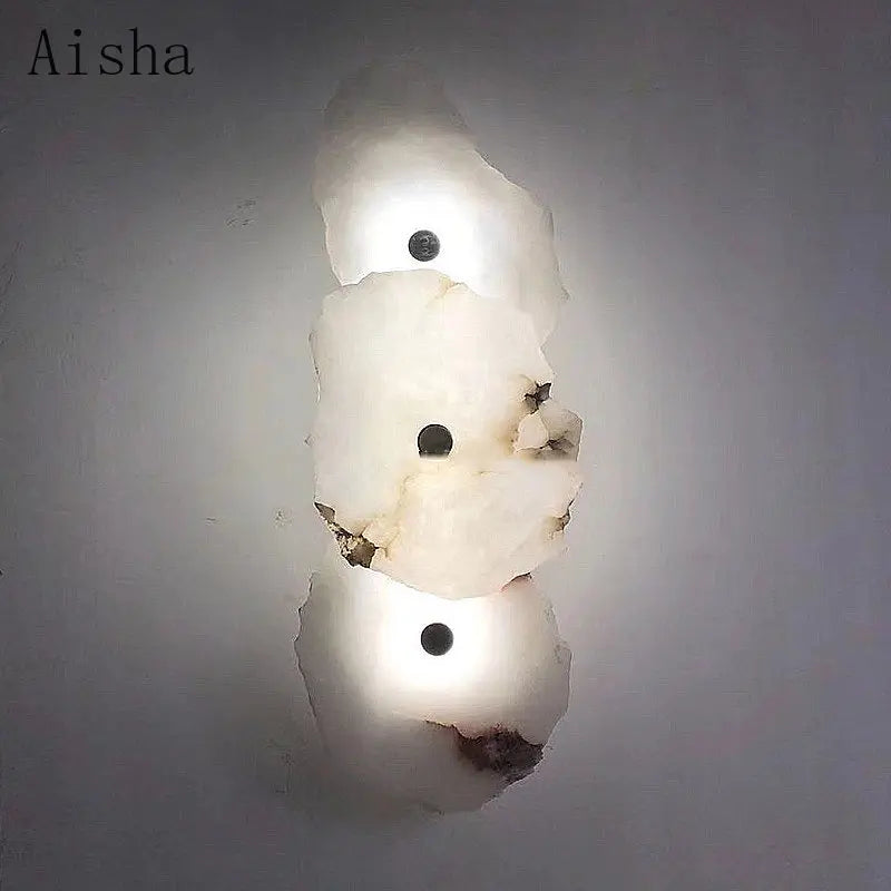 applique murale art déco en marbre naturel avec éclairage led élégant - vue 1 sur 11